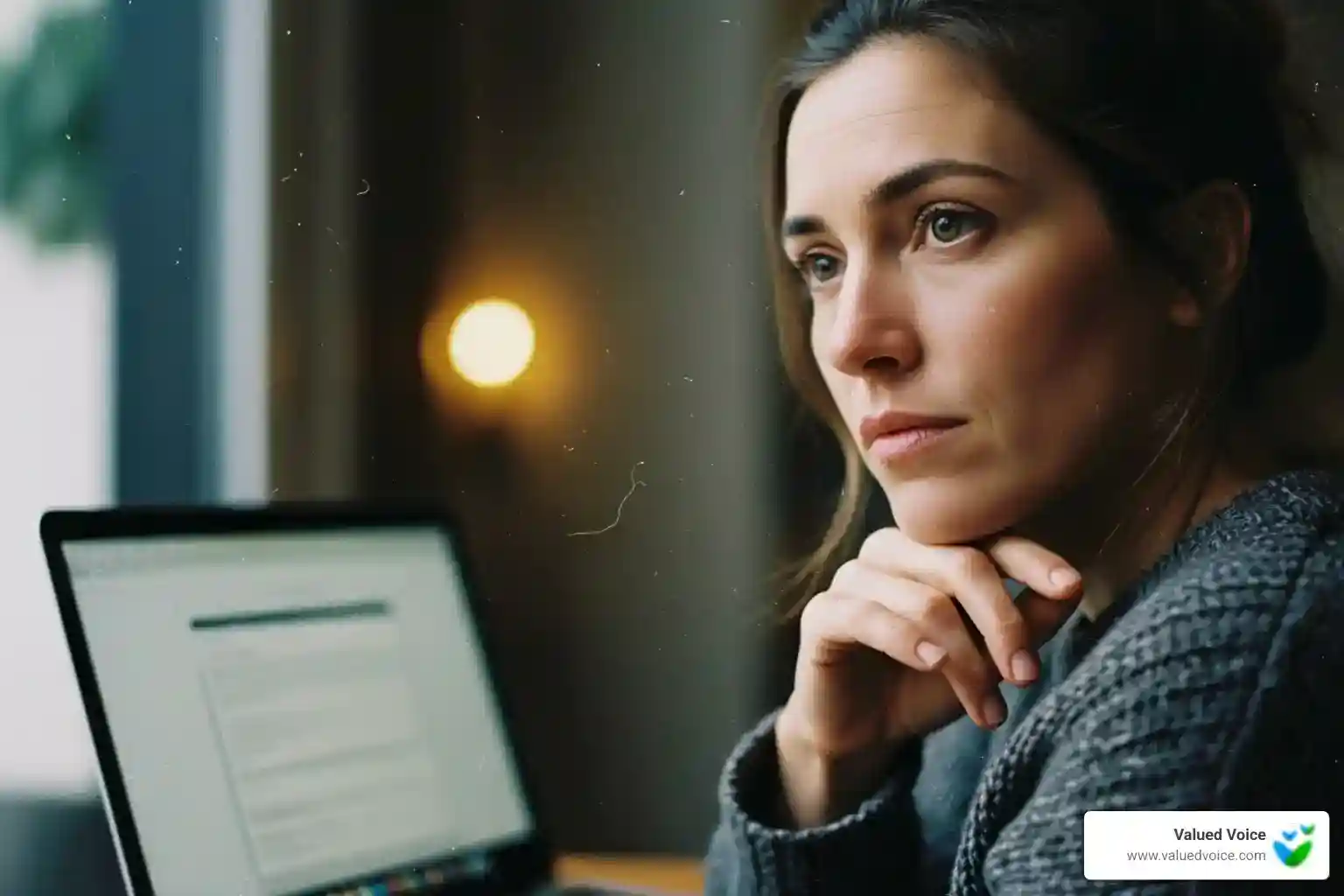 Person thoughtfully comparing options on a laptop - influencer outreach platform