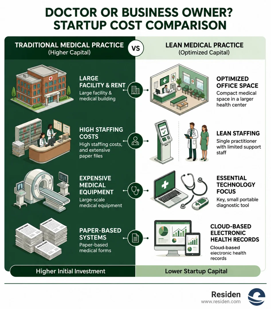 table comparing startup costs of traditional vs lean medical practice models - You’re Not Just a Doctor Anymore—you’re a