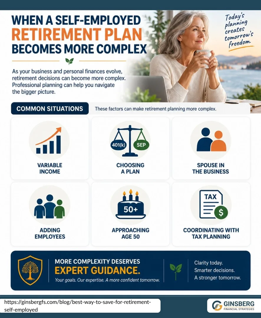 user-inserted Retirement planning complexity factors for self-employed individuals