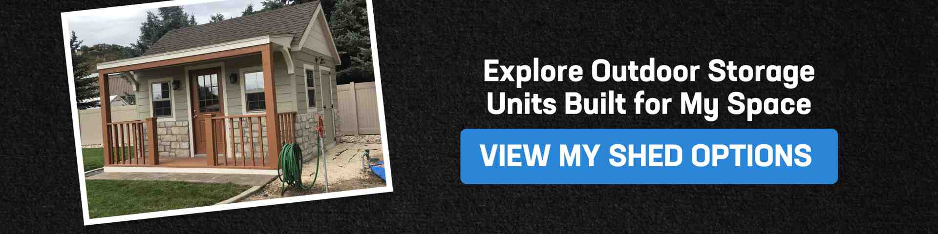 Custom outdoor storage unit shown in a backyard setting, highlighting durable outdoor storage units designed to fit specific space, style, and storage needs.