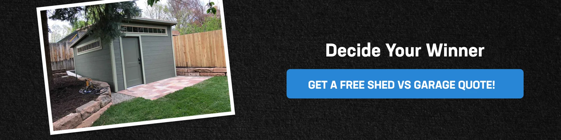 Shed vs Garage: Get a Free Quote Today Backyard shed with modern design inviting users to compare options and get a free shed vs garage quote for their property