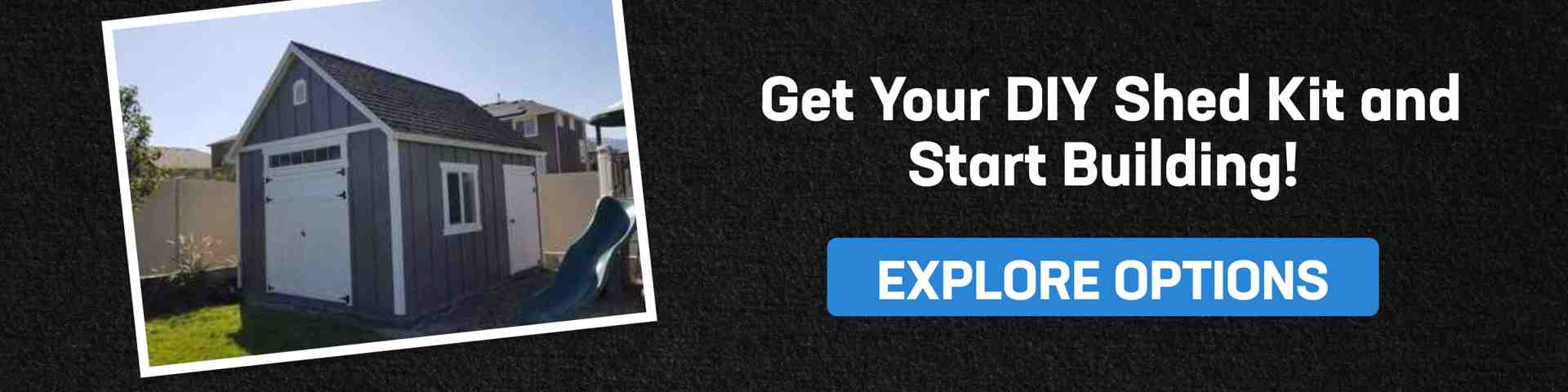  Call-to-action button for exploring DIY shed kit options with a finished shed in the background.