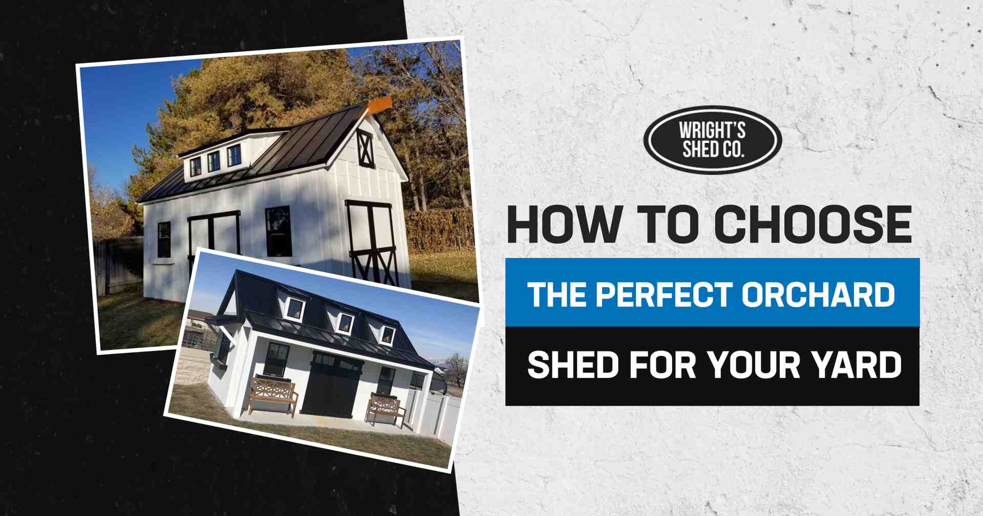 Orchard shed examples featuring modern white shed designs with metal roofs, barn-style doors, and layouts suited for backyard storage.