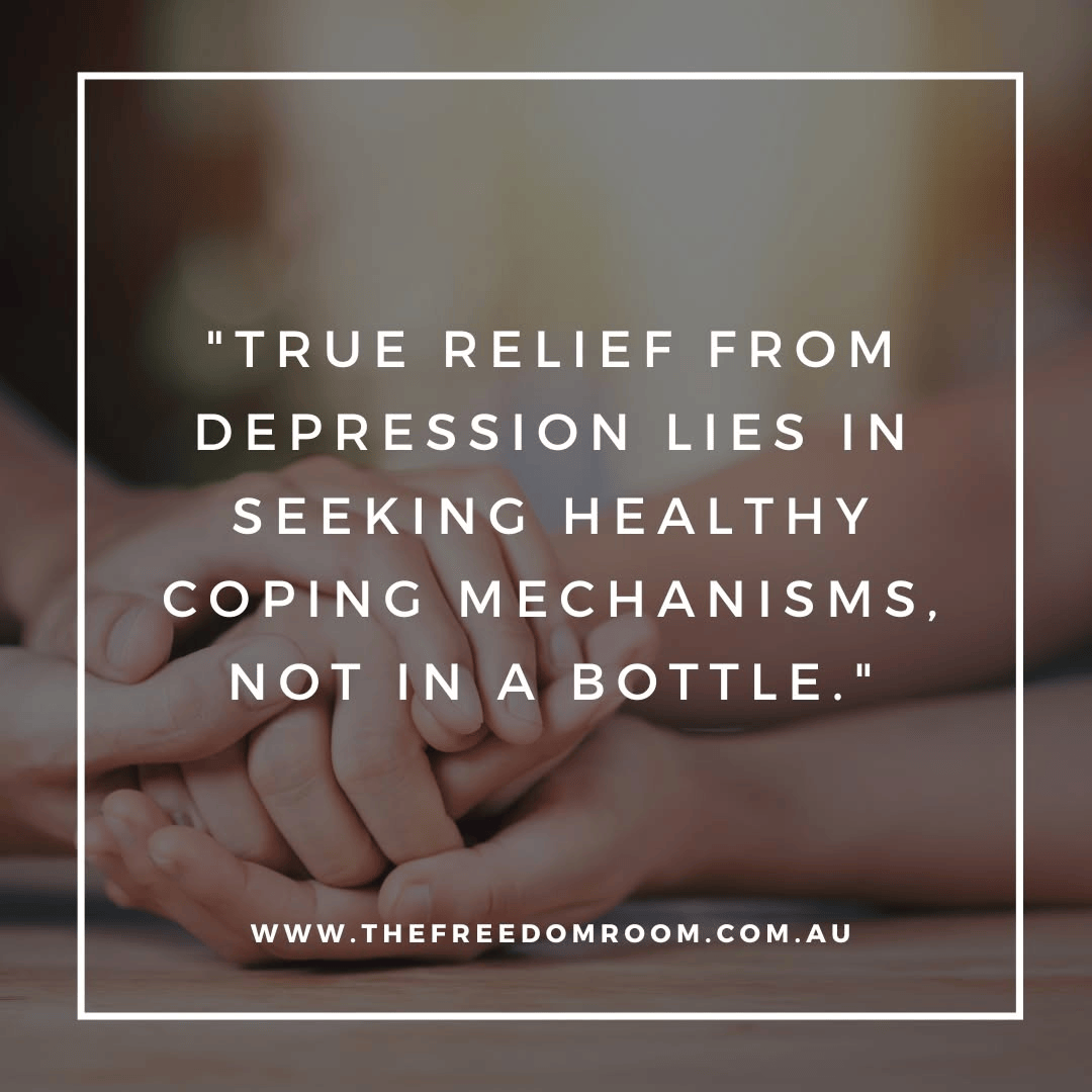 Developing coping mechanisms quote - "True relief from depression lies in seeking healthy coping mechanisms, not in a bottle."