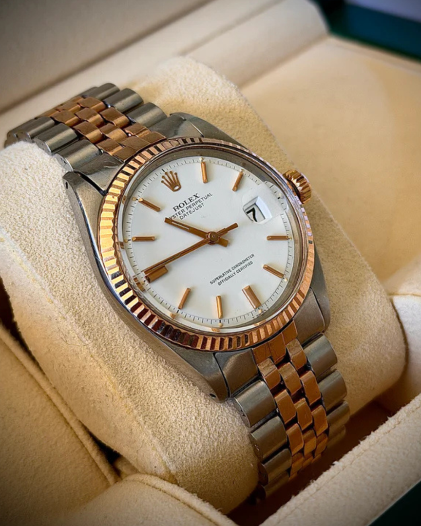 1969 Rolex Datejust Two Tone Rose Gold in box.