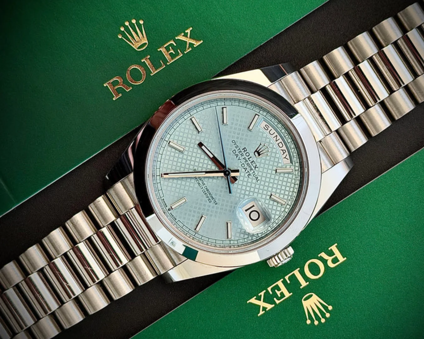 2021 Rolex Day Date 40 Ice Blue Motif