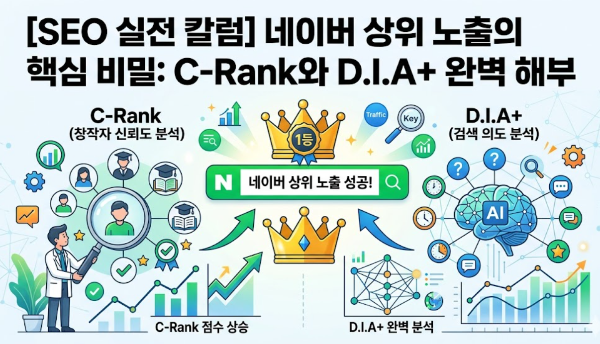 📝 [SEO 실전 칼럼] 네이버 상위 노출의 핵심 비밀: C-Rank와 D.I.A+ 완벽 해부