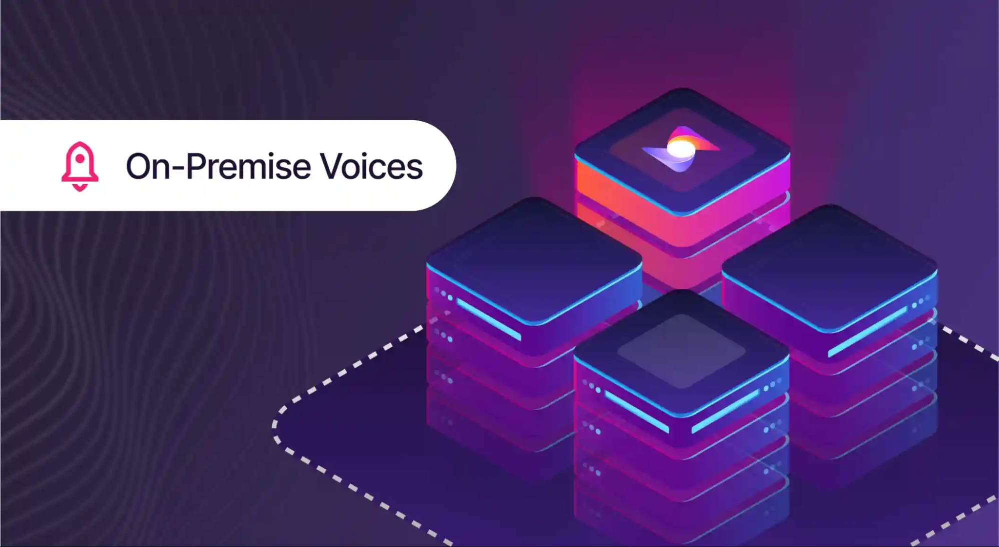 On-premise voice AI infrastructure illustration showing connected servers for enterprise voice automation