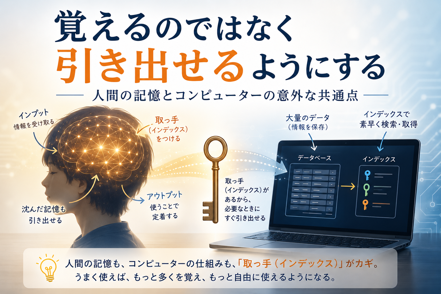 「覚える」のではなく「引き出せる」ようにする ― 人間の記憶とコンピューターの意外な共通点