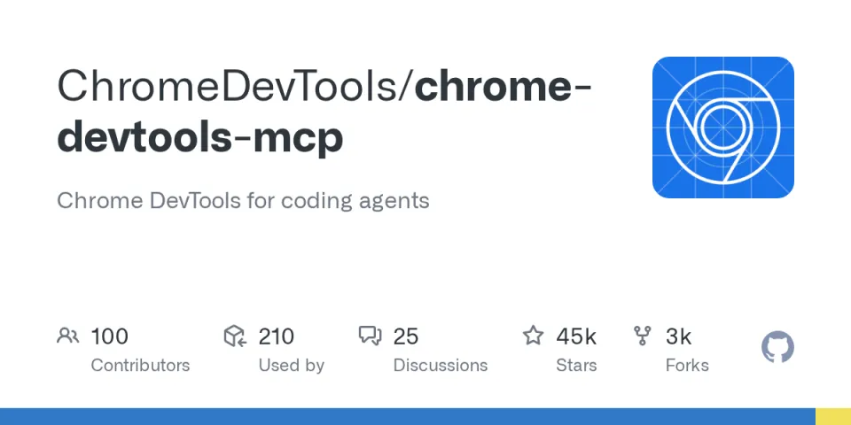 GitHub-preview för Chrome DevTools MCP med Chrome DevTools för kodagenter.