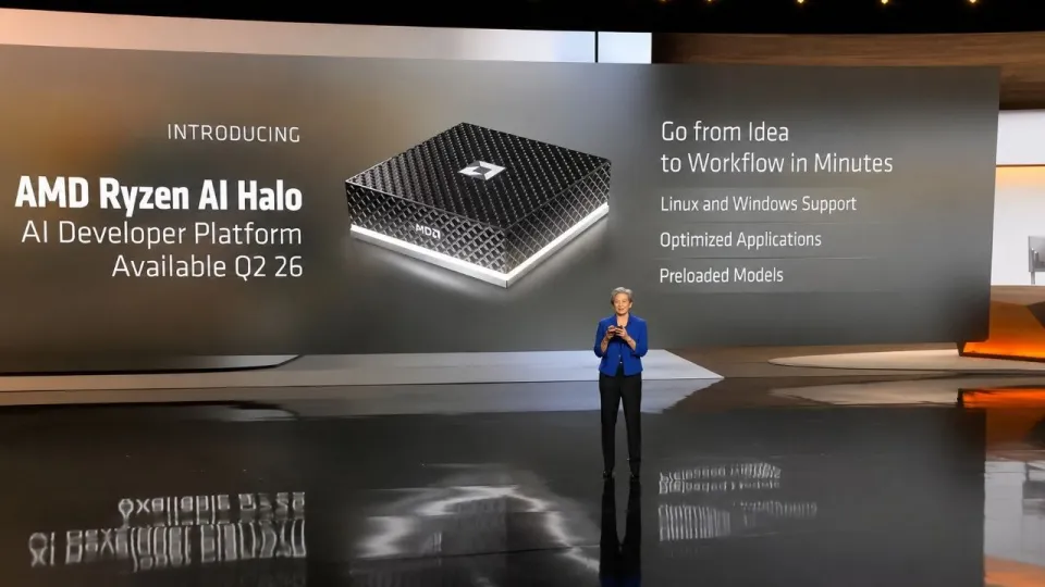 AMD presenterar Ryzen AI Halo AI Developer Platform på scen