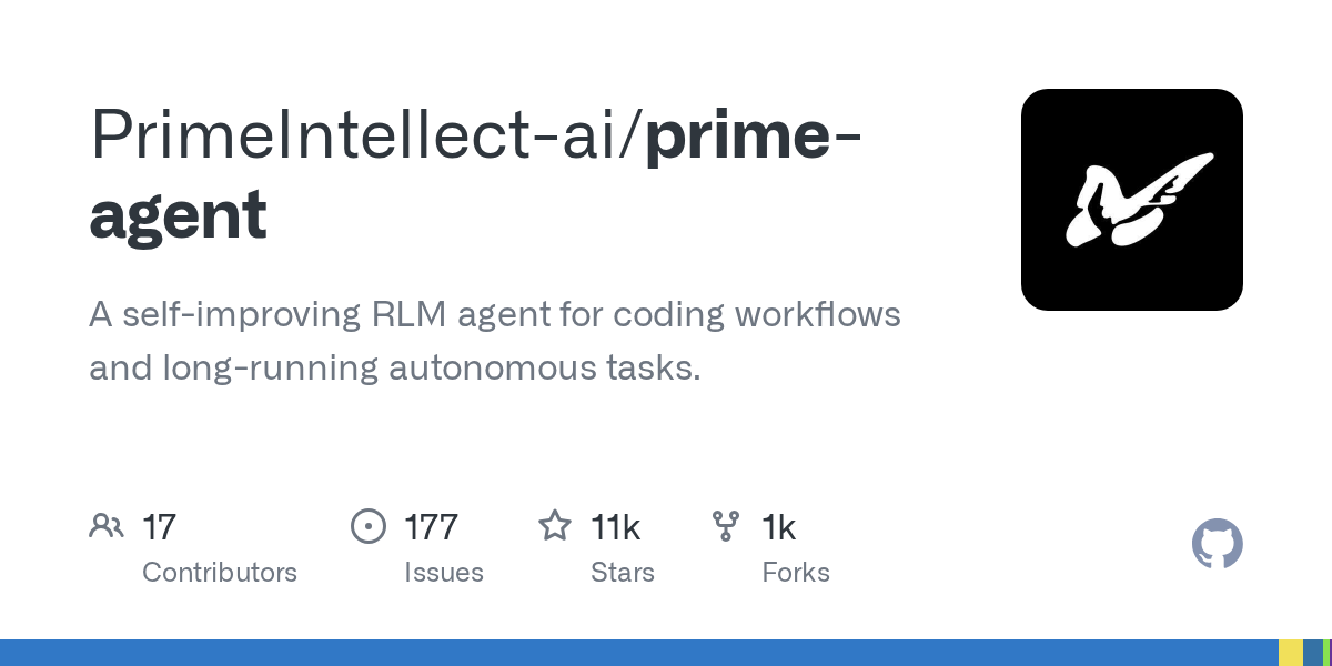 GitHub-förhandsbild för Prime Agent och långkörande AI-kodjobb