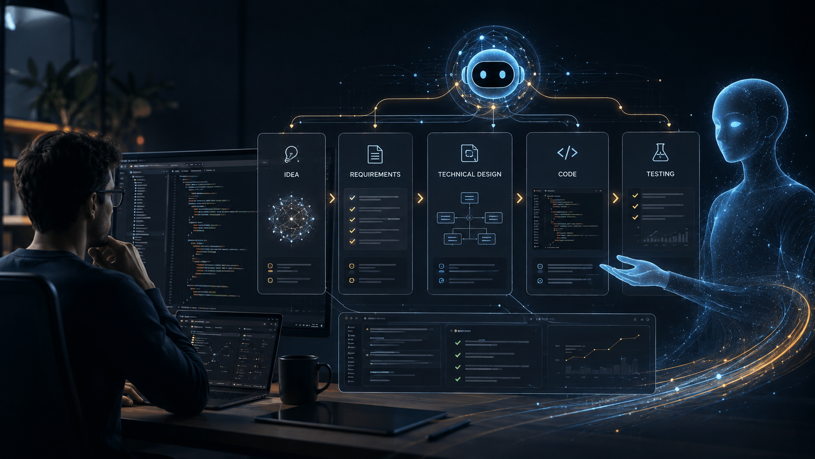 Illustration för artikeln: GPT-5.6 kommer till Kiro – OpenAI och AWS uppger 82 procent lägre kostnad på coding-benchmark