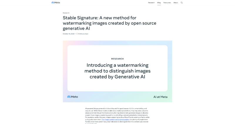 Cover Image for Stable Signature: A new method for watermarking images created by open source generative AI