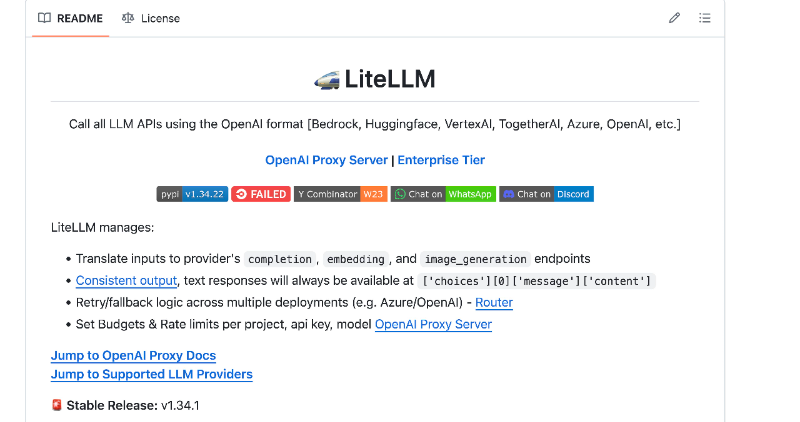 Cover Image for BerriAI/litellm: Call all LLM APIs using the OpenAI format. Use Bedrock, Azure, OpenAI, Cohere, Anthropic, Ollama, Sagemaker, HuggingFace, Replicate (100+ LLMs)