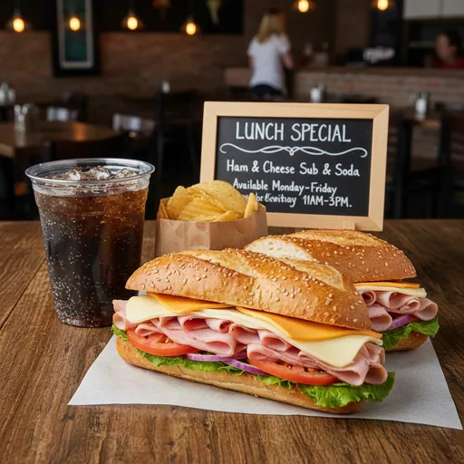 Ham and Cheese Sub and Soda