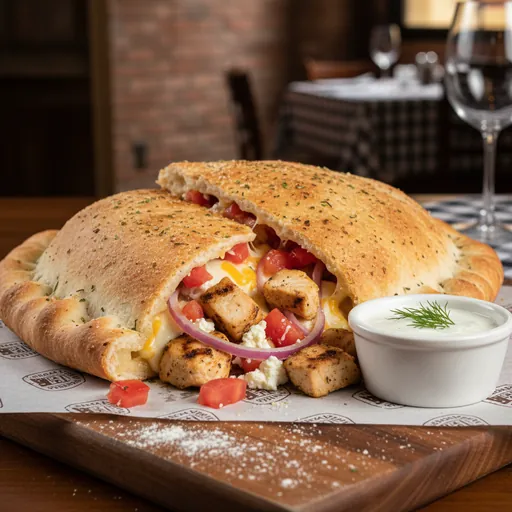 Greek Chicken Kabob Calzone