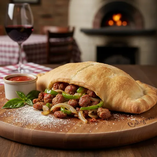 Sausage Pepper and Onion Calzone