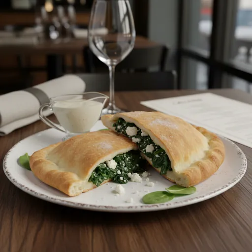 Spinach Feta and House Dressing Calzone