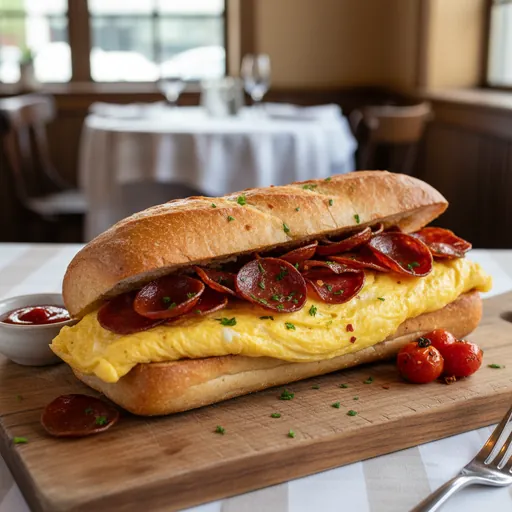 Pepperoni and Egg Omelet Sub