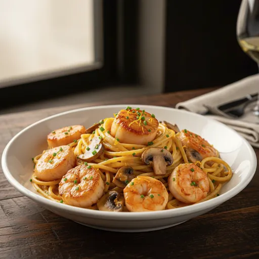 Scallops and Shrimp Grand Marnier Pasta