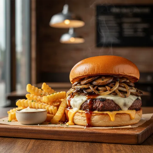 Mushroom and Onion Cheeseburger