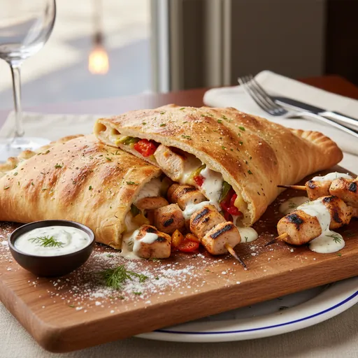 Grilled Chicken Kabob Calzone