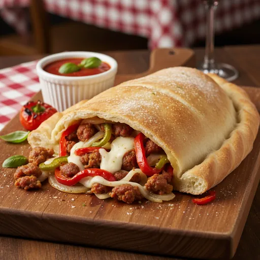 Sausage Pepper and Onion Calzone