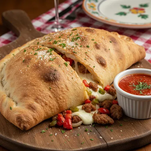 Sausage Pepper and Onion Calzone