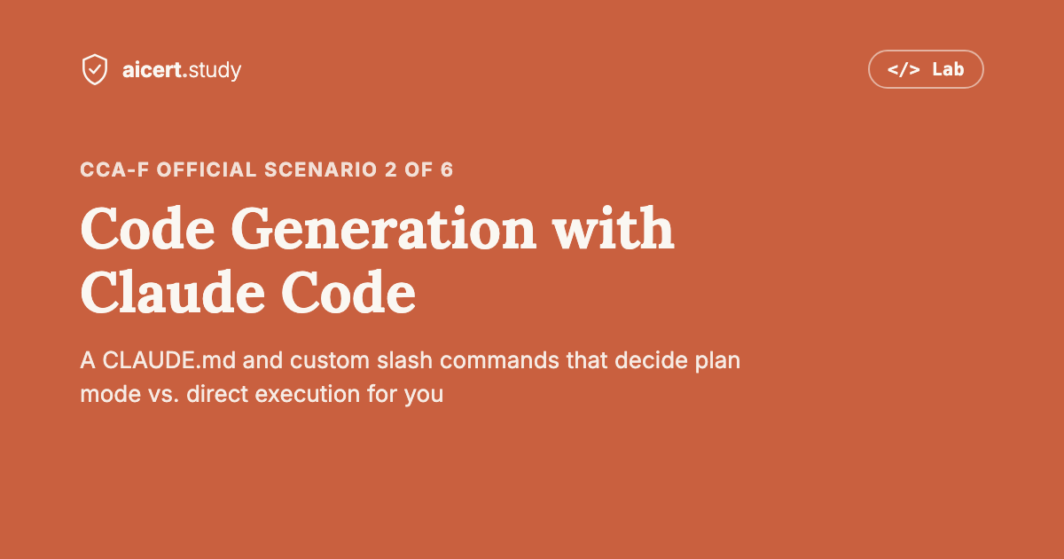 CCA-F Scenario 2 walkthrough: a CLAUDE.md that decides plan mode for you