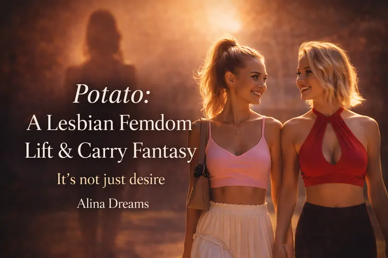 Still from Potato: A Lesbian Femdom Lift & Carry Fantasy, fictional AI characters