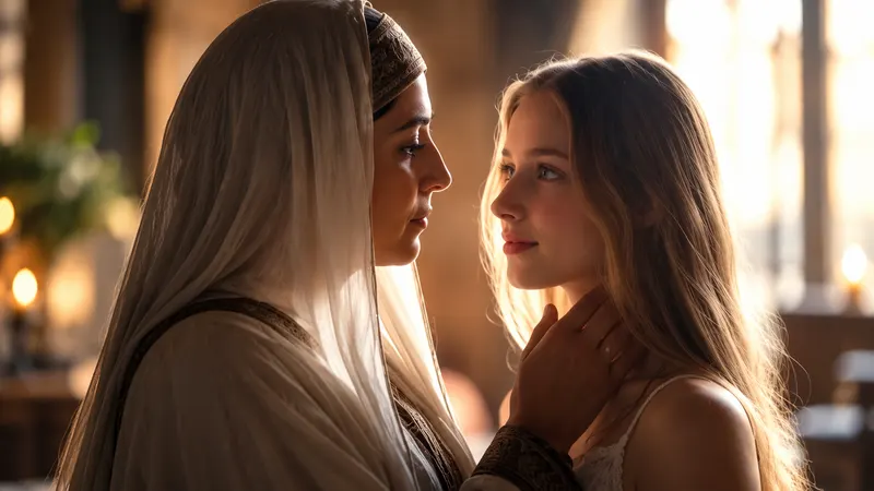 Cinematic still for Elegant Guidance: A Mature Turkish Woman and Her European Maid