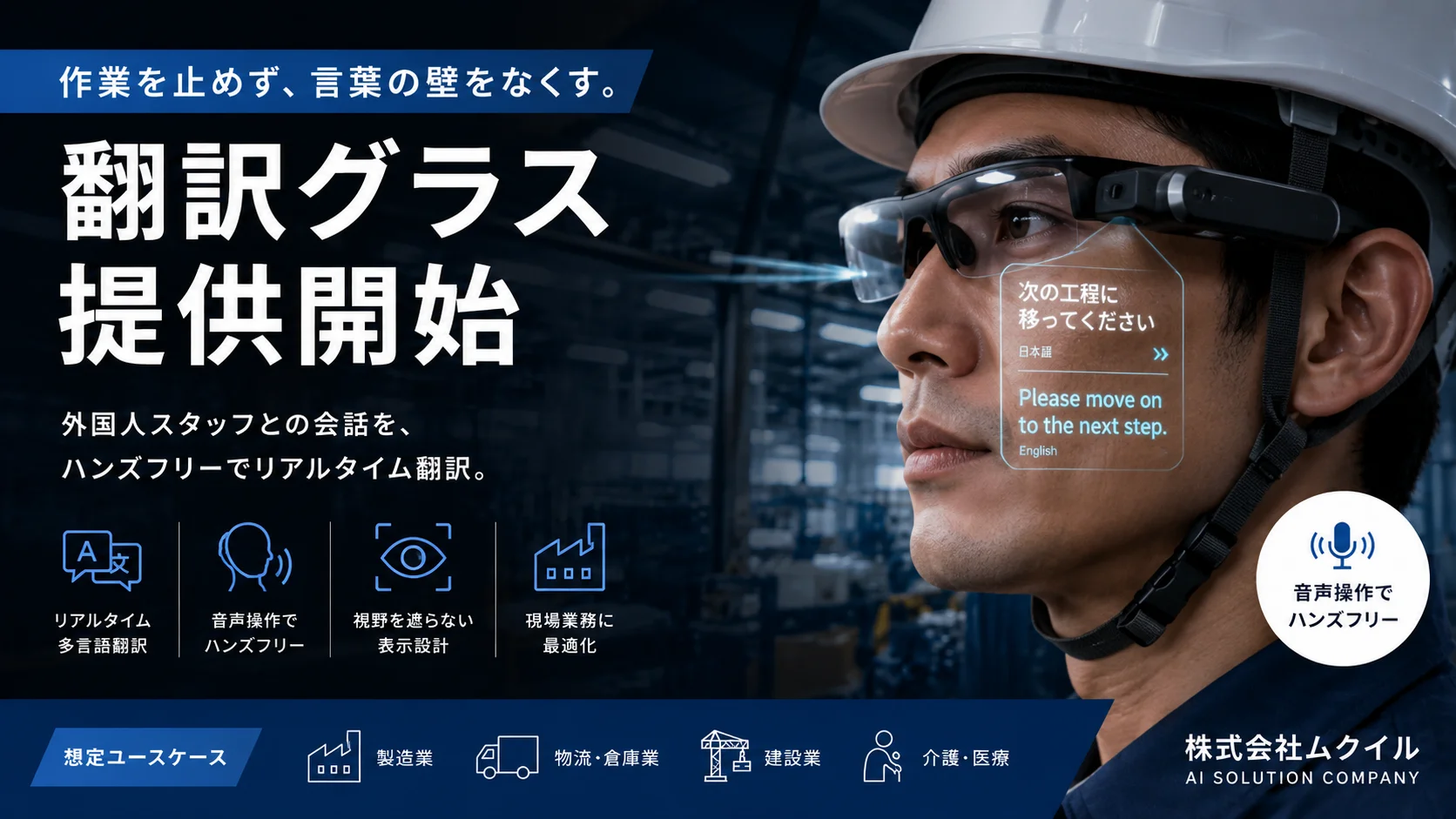 リアルタイム翻訳AIスマートグラス