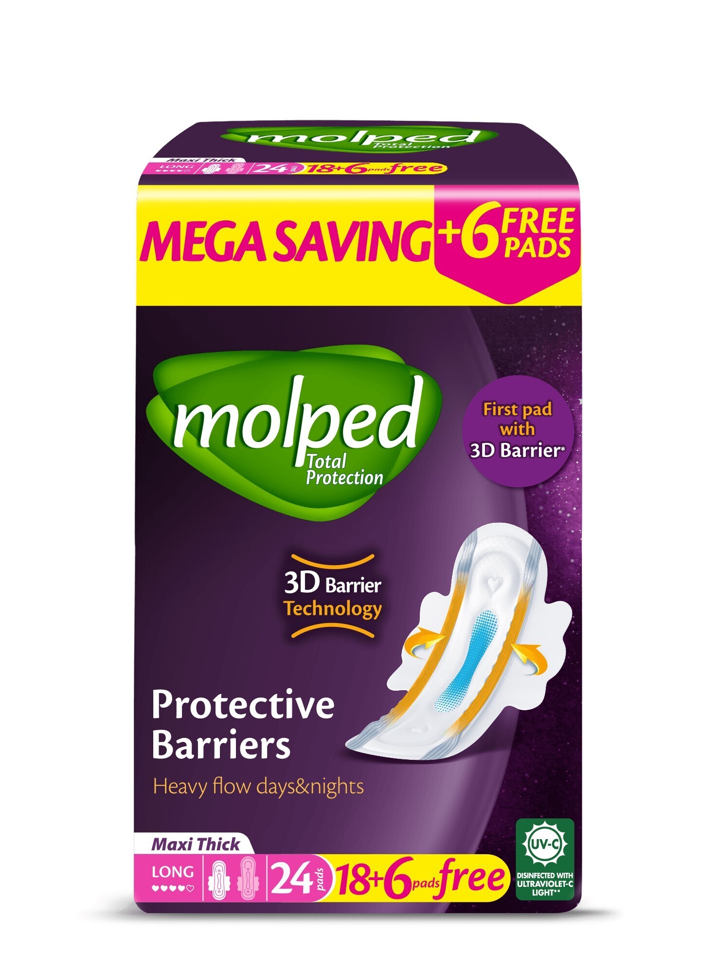 مولبد فوط صحيه حمايه كامله ماكسى سميكه طويل 24 ق