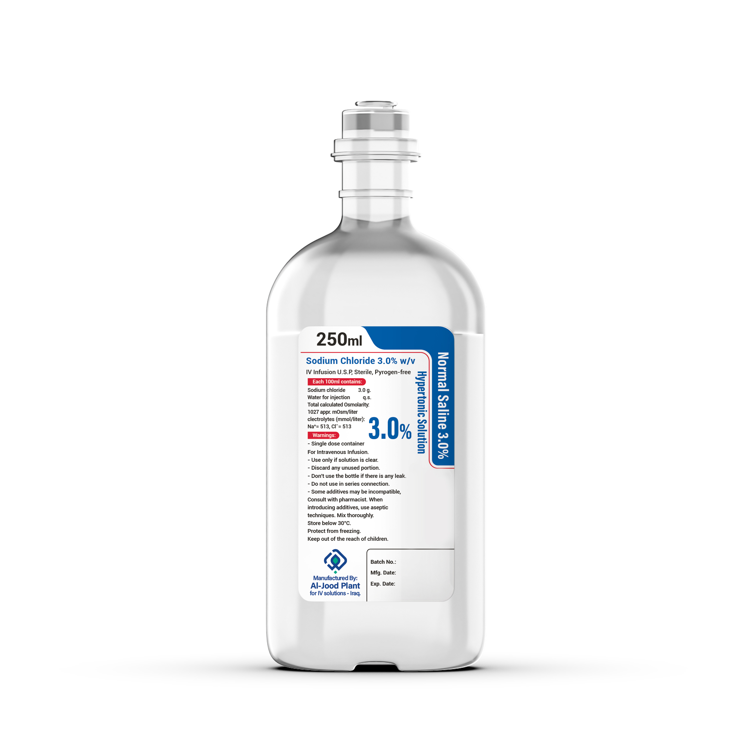 صوديوم كلورايد 3% محلول وريد 250 مل