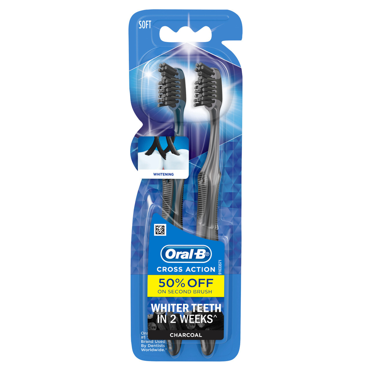 اورال بي فرشاة اسنان ناعمة بالفحم 1+1