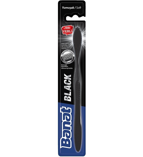 بنات فرشاة أسنان ناعمة أسود