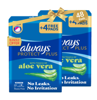 اولويز فوط صحية ماكسي بروتكت بلس طويل جدا 24 قطعة (1+1)