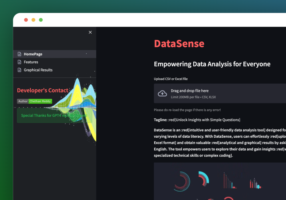 DataSense - Leverages Generative AI (GPT-4) for advanced data analysis