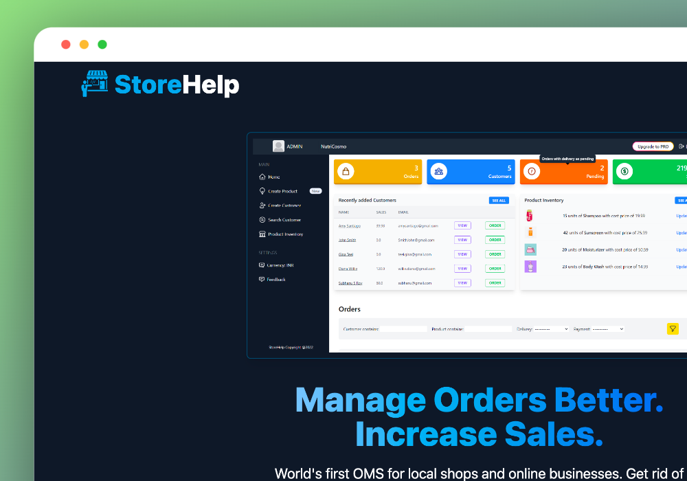 StoreHelp -  order management for local shops and online businesses 