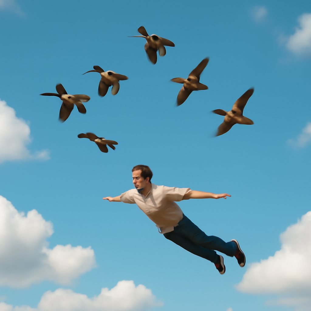 A Man and His Feathered Friends meme template