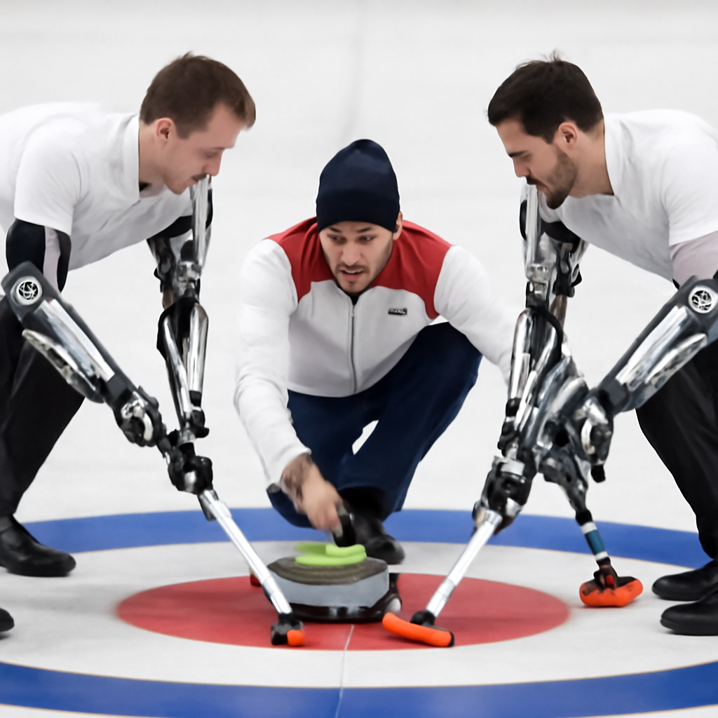 Curling Champions with Robotic Arms meme template