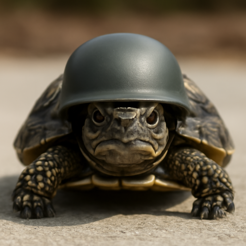 Determined Turtle in a Helmet — Photoreal style — from Make Meme Template