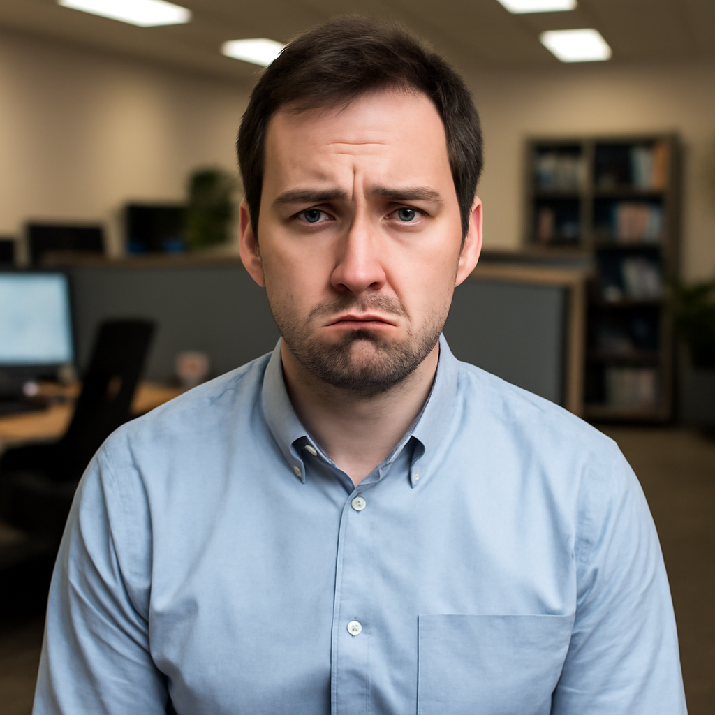 Disappointment at Work — Photoreal style — from Make Meme Template