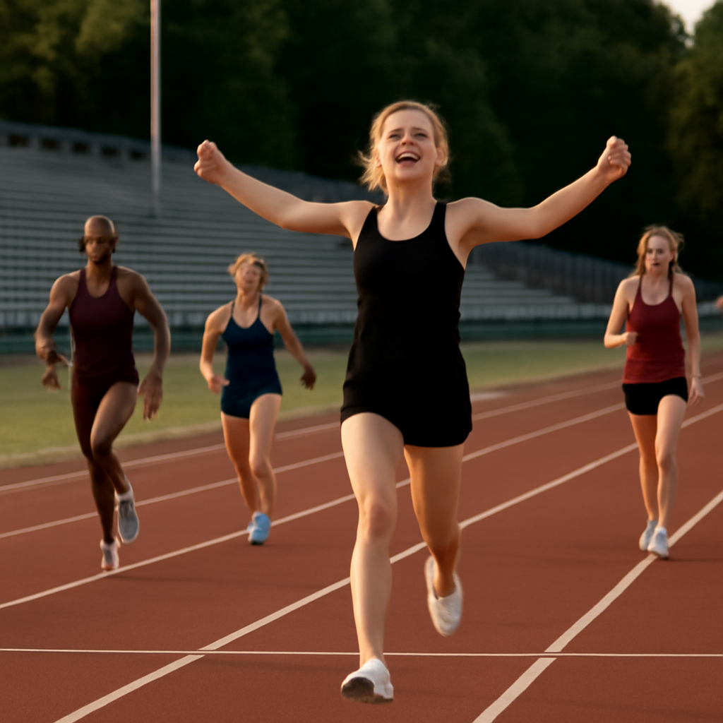 Dominating the 400 Meter Sprint meme template