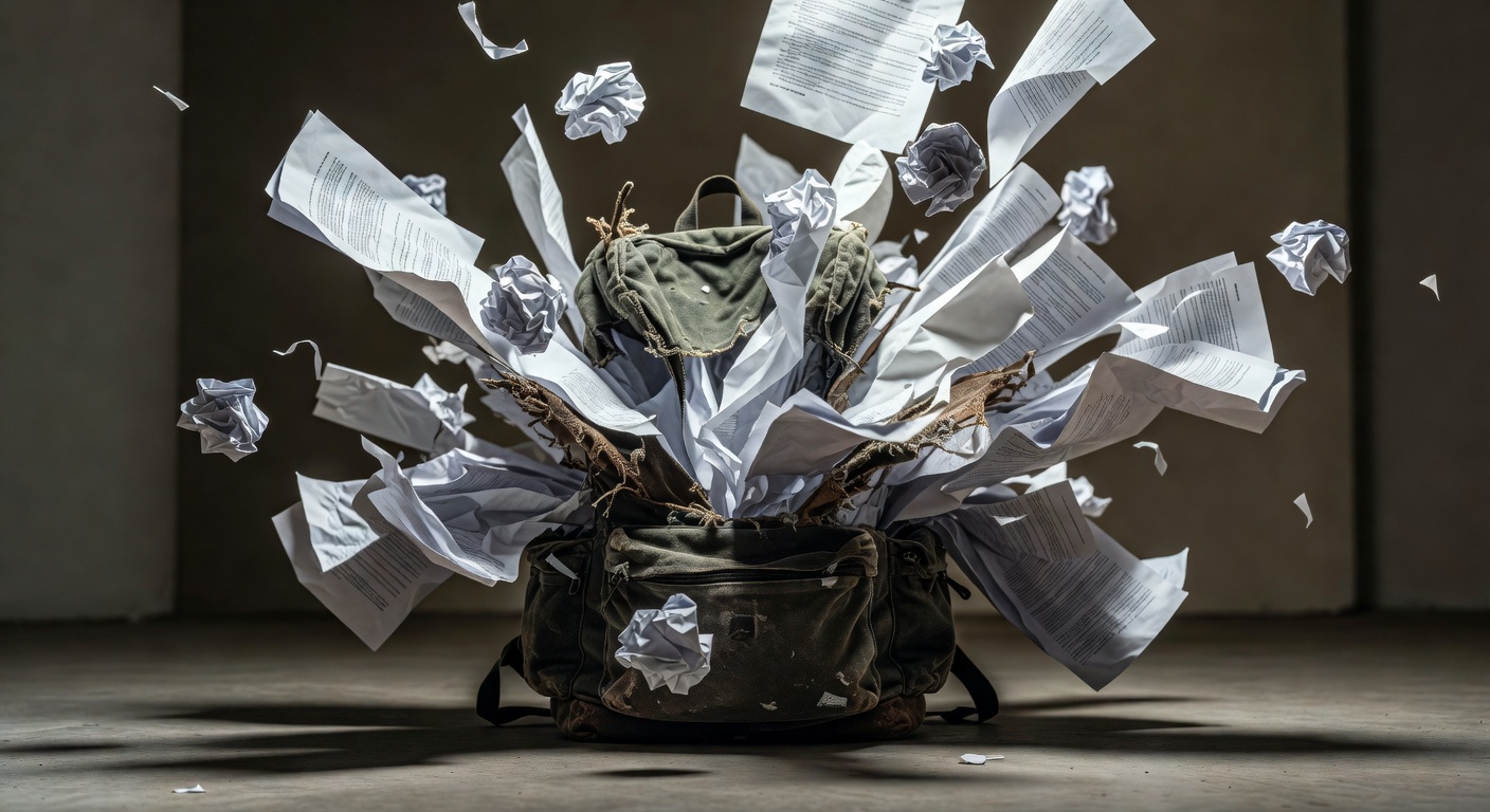 Dramatic Backpack Papers Explosion meme template