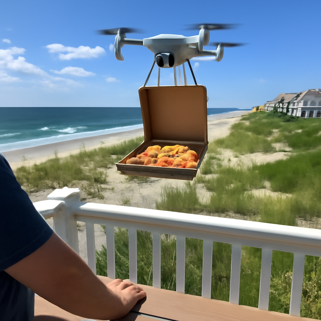 Drone Delivers Pizza to Deck meme template