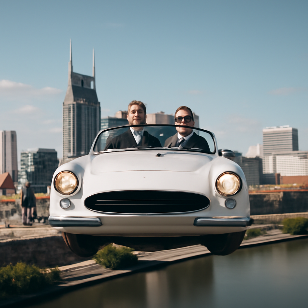 Floating Over Nashville — Photoreal style — from Make Meme Template