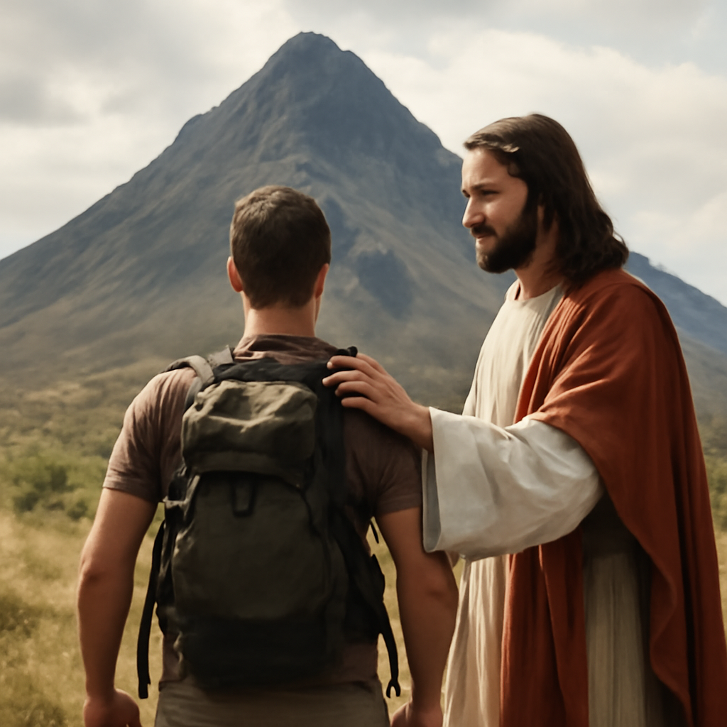 Jesus Guiding Through Mountains meme template