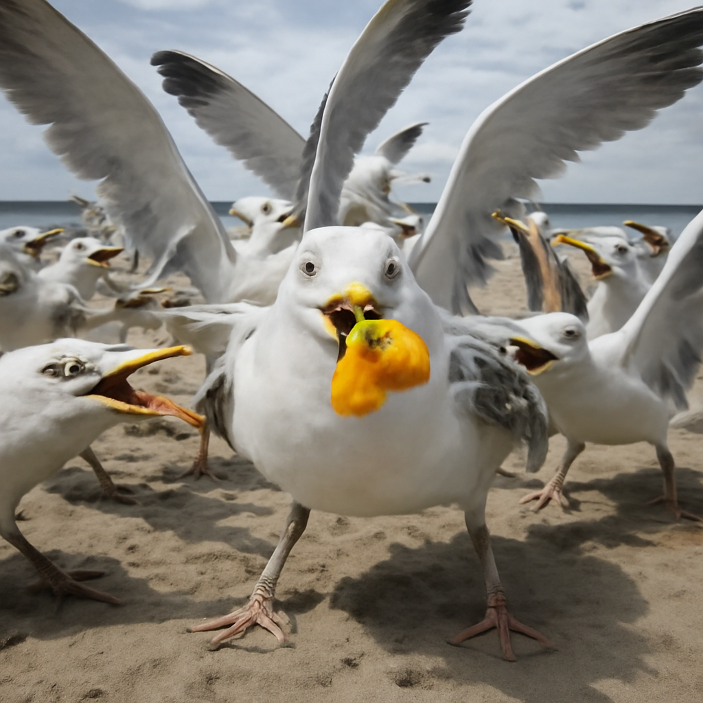 Seagulls’ Cheesy Poof Battle meme template